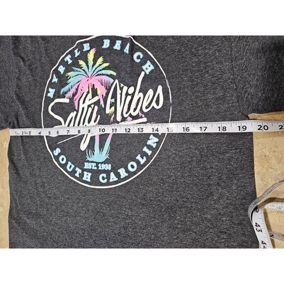 Men's Myrtle Beach Salty Vibes T Shirt SIZE M GREY W/NEON PINK BLUE PRINT - Picture 4 of 5